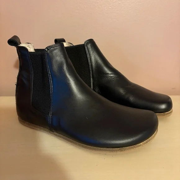 Groundz Handmade Leather Clay Chelsea Boots Shoes Barefoot Earthing Black 38 - Picture 1 of 12